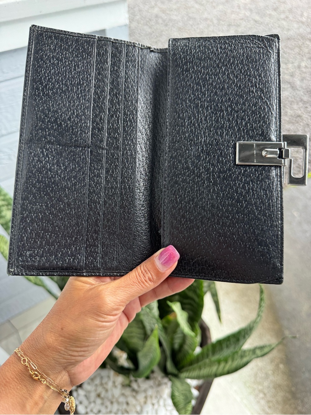 Gucci Vintage Black Leather G Logo Continental Wallet Made in Italy - Picture 9 of 12